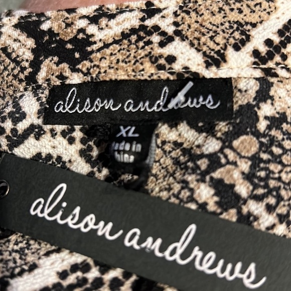 Alison Andrews Snakeskin Yellow Stripe Sleeveless Blouse XL - Picture 10 of 12